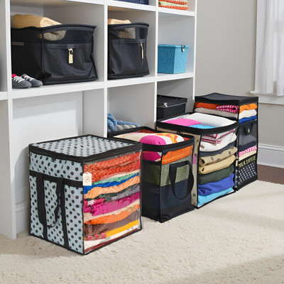 AMAK INC Polka Dot Non-Woven Saree Cover Storage Box with Transparent Window & Dual Zipper | Foldable Cloth Organizer for Wardrobe (90 GSM, Large, Pack of 1 SFXL425 Luggage Cover(Non-Woven Fabric (90 GSM), White, Black)