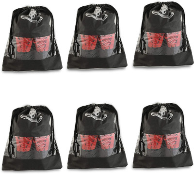 MAINDAIS Shoe Bag (Set of 6 Bags) Shoe Storage Bags Travel Shoe Cover (Black) Luggage Cover(Pack of 6, Black) deal from flipkart