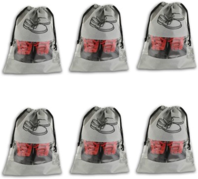 MAINDAIS Shoe Bag (Set of 6 Bags) Shoe Storage Bags Travel Shoe Cover (Grey) Luggage Cover(Pack of 6, Grey)