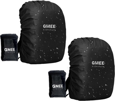 GMEE Waterproof Rain Bag Cover 30L to 50L Waterproof Rain Bag School & Travel Luggage Cover(Pack of 2 - Black, Black)