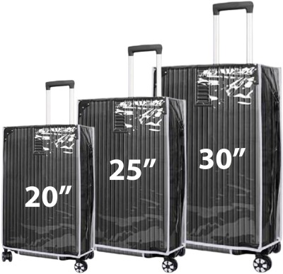 HANDCUFFS 19/26/28 Transparent Luggage Trolley Covers PVC Waterproof Suitcase Cover(Combo) Luggage Cover(20/25/30, Grey)