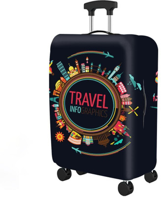 HANDCUFFS 0 Luggage Cover Trolley Travel Covers Luggage Cover(Medium, Black)