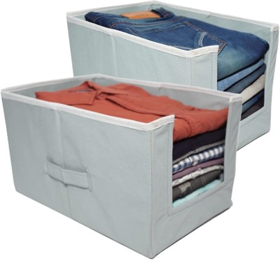 aalok enterprise Pack Of 2 Shirt Stacker Clothing Storage Wardrobe Organizer Closet Organizer Luggage Cover(Pack Of 2, Grey)