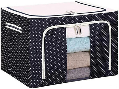 PINZOR New 66 L Storage Bag Steel Frame Box For Wardrobe Clothes Sarees Shirts Blanket-1Pcs Luggage Cover(Large, Multicolor)