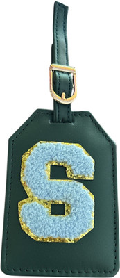 MOREL BAG TAG Leather Luggage Tag for Bag Suitcase (S Initial + Random Colour Alphabet) Luggage Cover(medium, Green)