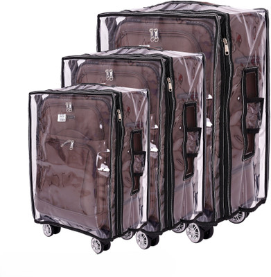 KLASSY Transparent Trolley Bag Cover PVC Dust Proof Cover Pack Of 3 Combo Transparent Trolley Suitcase Waterproof Cover Luggage Cover(Soft Cover Pack Of 3, Transparent)