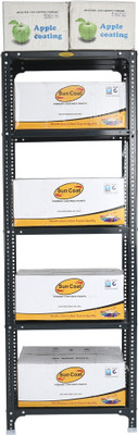Mil-Nil Prime CRC Sheet 72X30X12 Inch Multipurpose Storage, Adjustable Shelf, Slotted Angle Rack With 5 Shelves 24 Gauge_Grey Luggage Rack
