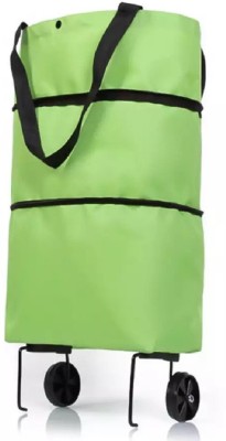 FIVANIO Imported Reusable Folding 2in1 Shopping Trolley cart Bag with Wheels Green 1Pc Luggage Trolley(Foldable)