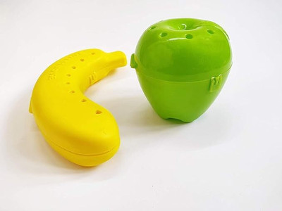 V Creation (PACK OF 2) Apple and banana Fruit Case For School Picnic Office Travel Use 2 Containers Lunch Box(2 L)