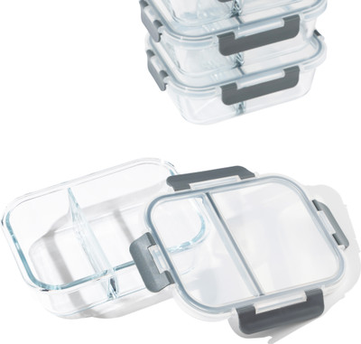 TACHISO 2in1 Non-Mixing Glass Containers with Snap Lock Lids-A2 1 Containers Lunch Box(1050 ml, Thermoware)