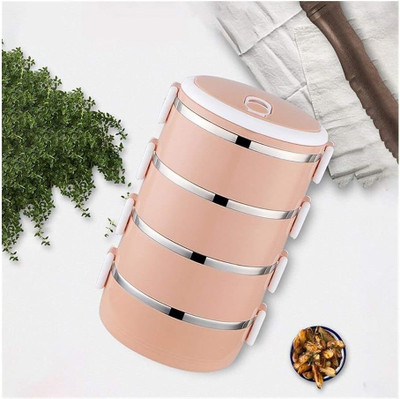 AKR Multifunctional Stainless Steel Lunch Box With 4 Layer Container(Orange) 4 Containers Lunch Box(1600 ml, Thermoware)