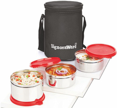 Signoraware 3502 3 Containers Lunch Box(1200 ml)