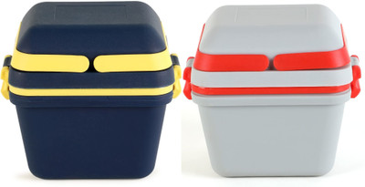 RCHub Airtight Plastic Lunch Box Set 3 Compartment with Handle & Push Locks 3 Containers Lunch Box(500 ml)