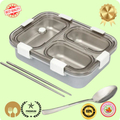 EVARA INTERNATIONAL Compartment -3 Sealed Leak Proof Stainless Steel For Kid's & Adult_GA93 3 Containers Lunch Box(1000 ml, Thermoware)