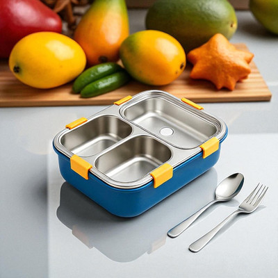 Colorbee Smart Lock 3-Compartment Stainless Steel Lunch Box with Temperature Indicator 3 Containers Lunch Box(750 ml, Thermoware)