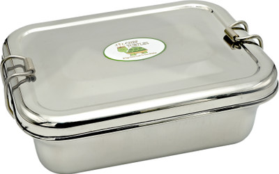 CHEF TURTLES Stainless Steel Small Snacks with Inner Veg Box for Kids School Lunch Box- 1pcs 2 Containers Lunch Box(400 ml)