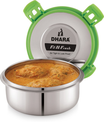 Dhara Stainless Steel Tiffin with 4 Side Lock Lid 1 Containers Lunch Box(500 ml)