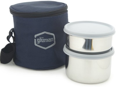 Gluman Stainless steel 2 Container Lunchbox with Insulated Bag (Capacity: 500+350ml) 2 Containers Lunch Box(500 ml)