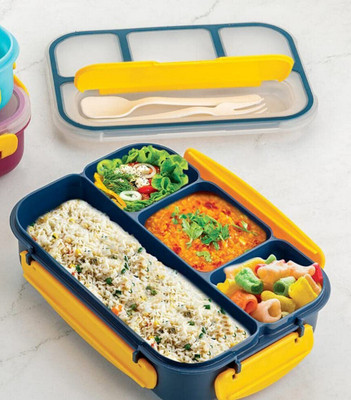 HM EVOTEK Lunch Box for Kids, Bento Lunch Box 4 Compartment, Dishwasher & Freezer Safe S1 4 Containers Lunch Box(1300 ml)