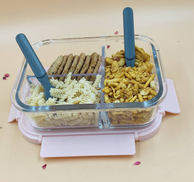 SMILERY Borosilicate Slim Microwave Safe ffice three Compartment Lunch Box pack of1 1 Containers Lunch Box(1050 ml, Thermoware)