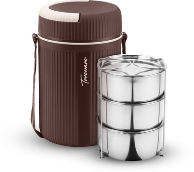 Trueware Quick Meal 3 Insulated Hot Lunch Box With 3 SS Container 300 ML Each 3 Containers Lunch Box(900 ml, Thermoware)