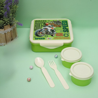 EssaBella Kids Lunch Box Set for Girls with Spoon, Fork & Containers for School Picnic 3 Containers Lunch Box(750 ml)