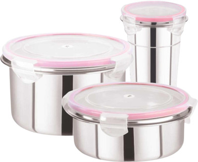 Osiya SILVER Lunch Box With Glass Tumbler - 1350ML 3 Containers Lunch Box(1350 ml)