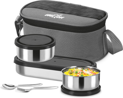 MILTON Master Stainless Steel Lunch Box With Insulated Jacket, Black 3 Containers Lunch Box(1010 ml)