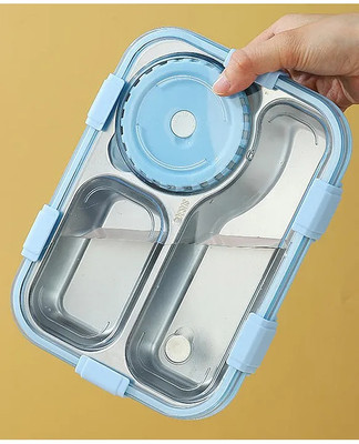 RBGIIT Leakproof Detachable Inner Steel 3 Compartments Spoon Chopstick Small 1 Containers Lunch Box(750 ml, Thermoware)