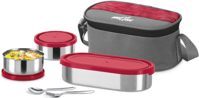 MILTON Master Lunch Max (3 Containers,1 x 675 ml , 2 X 280 ml each) With Jacket, Red 3 Containers Lunch Box(1235 ml)