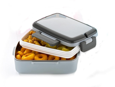 Gripwell Kids And Office Stainless Steel Lunch Box | Leakproof Tiffin with 2 Compartment 4 Containers Lunch Box(1000 ml)