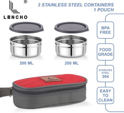 Lencho Brunch 2 lunch box|Stainless Steel Container(200ml each)|2 Container lunch box 2 Containers Lunch Box(400 ml, Thermoware)