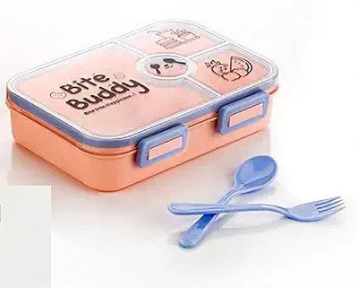Actilife Bite Buddy 4 Compartment Insulated Lunch Box with Spoon & Fork 1 Containers Lunch Box(1000 ml)
