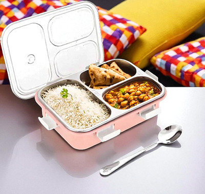 Colorbee Eco-Friendly 750 ml 3-Compartment Stainless Steel Lunch Box for Office Meals 3 Containers Lunch Box(750 ml, Thermoware)