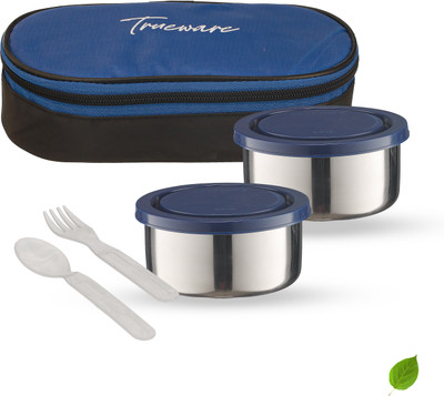 Trueware Super Lunch Pack SS Container with Insulated Bag 300 ML 2 Containers Lunch Box(600 ml)