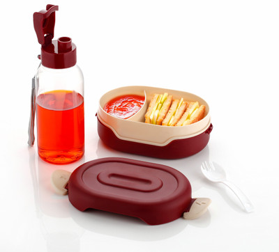 MAHADEV ENTERPRISE Tasty Stylish 2 Compartment Lunch Box With Water Bottle. 2 Containers Lunch Box(700 ml)