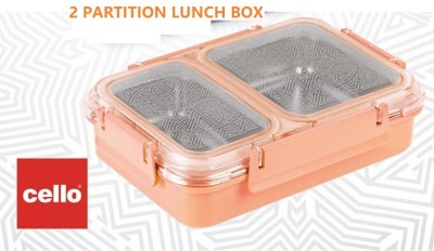 cello DUO MEDIUM Stainless Steel Two Compartment Premium Lunch Box for Kids,ORANGE 2 Containers Lunch Box(1000 ml, Thermoware)