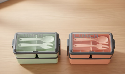 Nivora Lunch Box With spoon and fork 3 Containers Lunch Box(1000 ml, Thermoware)