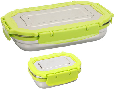 RYSE ClipSeal AIrTight StainlessSteel Lunchbox, Breakfast box Set 2 Containers Lunch Box(650 ml)