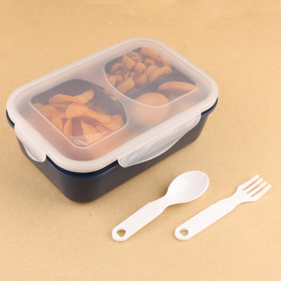 MAGICSPOON 3 Section Lunch Box with Spoon & Fork with Air Tight Lid (1200 ml,Navy Blue) 1 Containers Lunch Box(1200 ml)