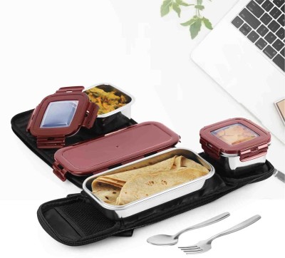 cello Swag Lunch Box with Inner Steel |355mlx 2 + 570ml x 1 Containers with Jacket 3 Containers Lunch Box(570 ml)