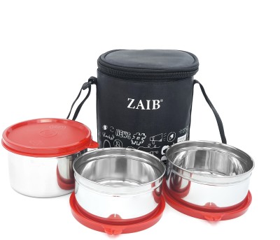 Zaib Fridge Safe Leak Proof Steel Lunch Box for Office Men & Women 3 Containers Lunch Box(1200 ml, Thermoware)