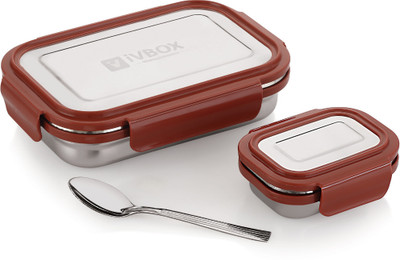 iVBOX Slim-Pro Steel Airtight Leak-Proof Tiffin for Kids School, Office 2 Containers Lunch Box(1050 ml)