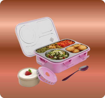 MOIRA INTERNATIONAL Stainless Steel Lunch Box with Spoon & Fork 3 Containers Lunch Box(750 ml, Thermoware)