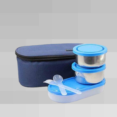 Hriday Lunch Box 3 containers 600ml Blue 040 3 Containers Lunch Box(1 L)