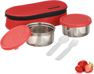 Trueware Tasty 2 Red | 300 ML X 2 Container | BPA Free | Leak Proof | Food Grade | 2 Containers Lunch Box(600 ml)