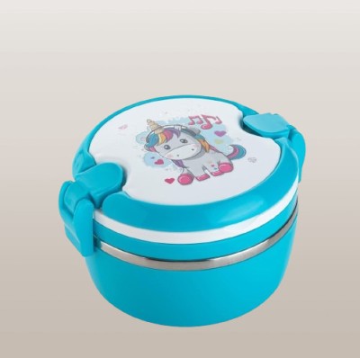 AK10ZONE 2 Container Printed Stainless Steel Round :1200ml Lunch Box MULTI COLOR 2 Containers Lunch Box(1200 ml)