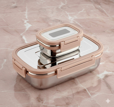 Kello Stainless Steel Lunch Box for Kids, School Tiffin Box Air Tight Tiffin Box A35 2 Containers Lunch Box(1000 ml)