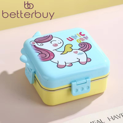 Better Buy Trendy Bento 3 compartment Double Layer UNICORN leakproof 3 Containers Lunch Box(1120 ml)