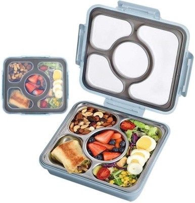 N2K2 Enterprise Stainless Steel 4 Compartment Lunch Box Microwave Safe Tiffin Box for Adult Kids 4 Containers Lunch Box(1100 ml, Thermoware)